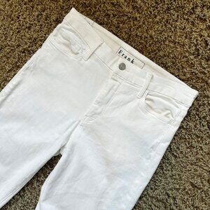 Frank & Eileen Women's White Jeans Sligo Skinny with Raw Hem in Size 29 Cropped